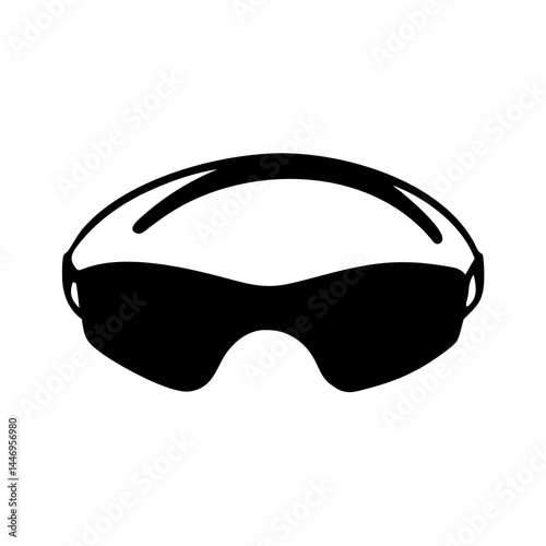 Stylish Black Sunglasses with a Curved Frame Design Ideal for Sports and Outdoor Activities