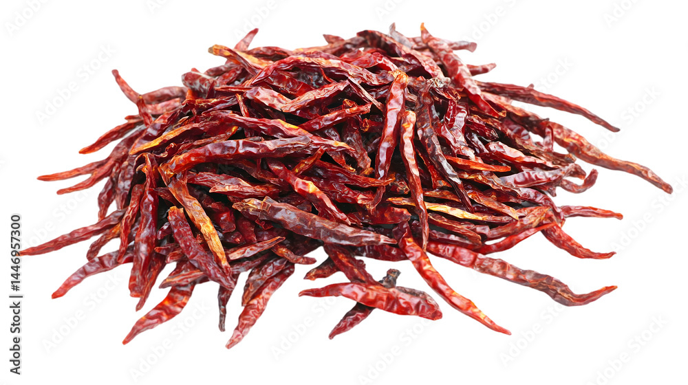Fototapeta premium Dried Red Chili Peppers Isolated Background Photo