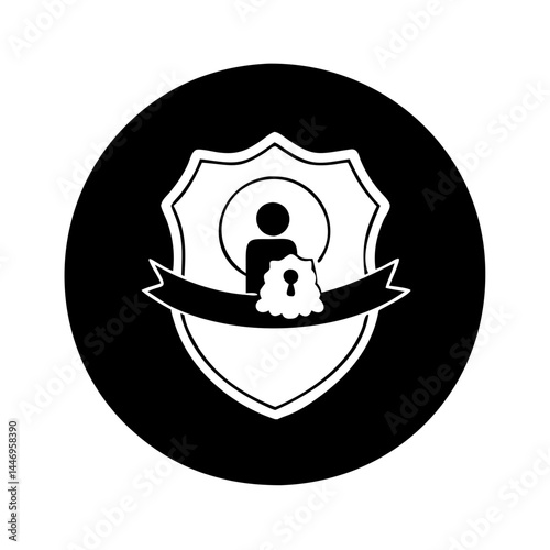 Secure Identity Protection Shield Badge Emblem Icon Graphic Image