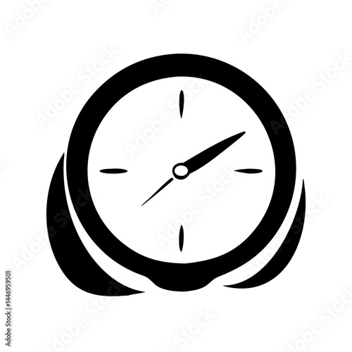 Simple Black and White Clock Icon Design Minimalist Timepiece Illustration Graphic Element