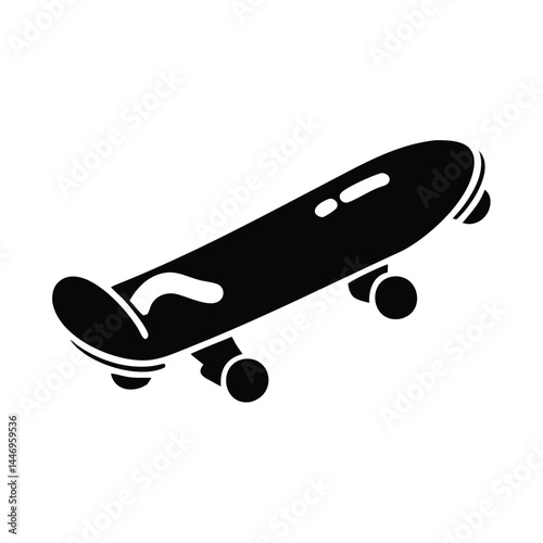 A Simple Black Silhouette Illustration of a Skateboard