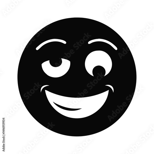 Mischievous Wink Playful Emoji Cartoon Character Happy Face Expression
