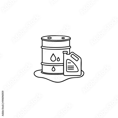 Oil barrel with gallon logo icon flat vector design