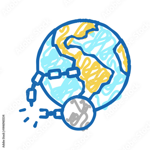 decolonization social problem icon doodle illustration