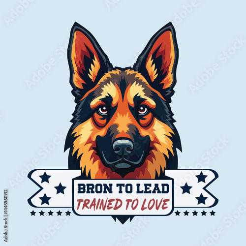 German Shepherd Dog Head Portrait Born to Lead Trained to Love