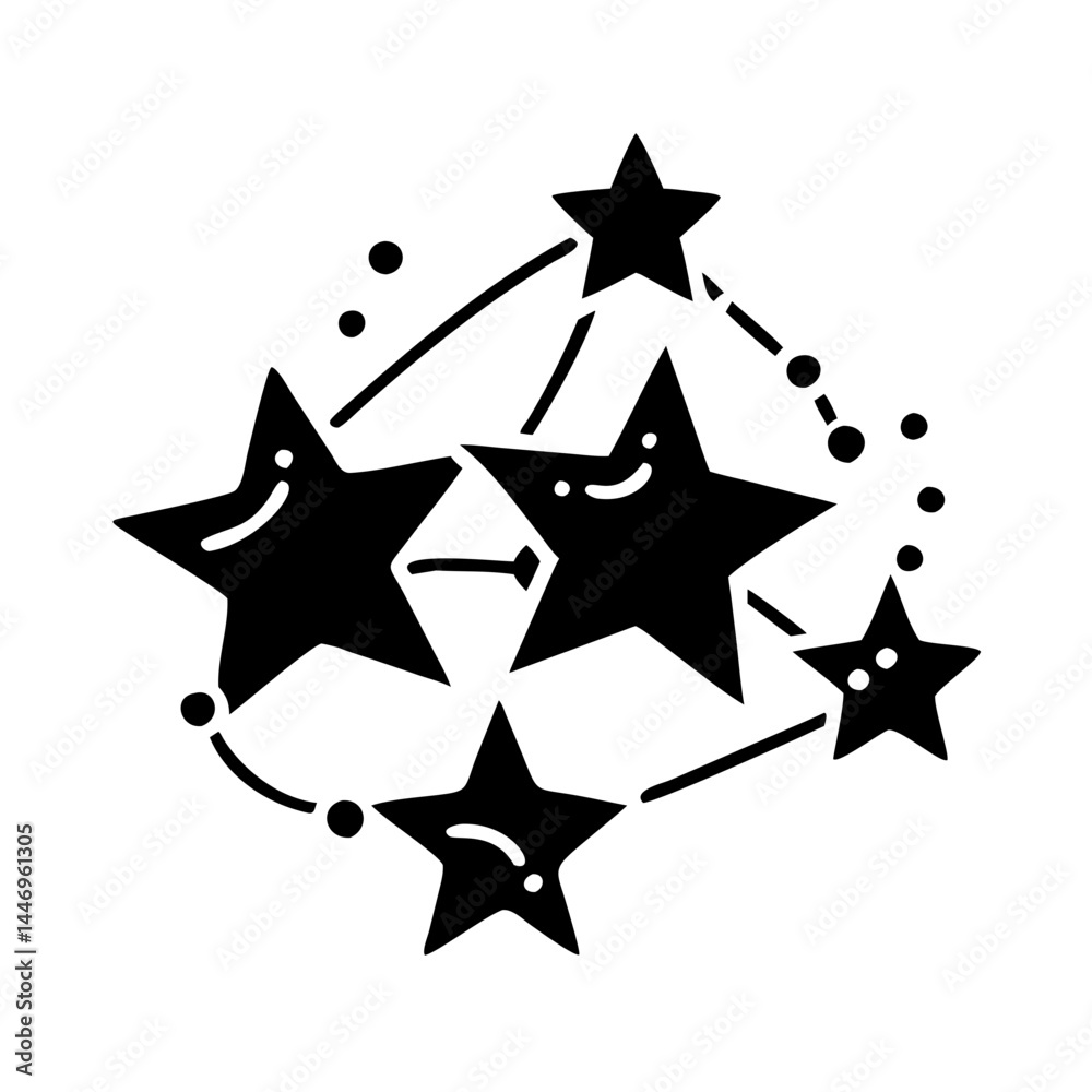 Obraz premium A Constellation of Smiling Stars Connected by a Dotted Line Network