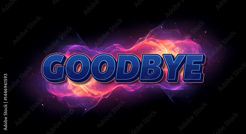Naklejka premium Goodbye Graphic with Colorful Abstract Design on Black Background