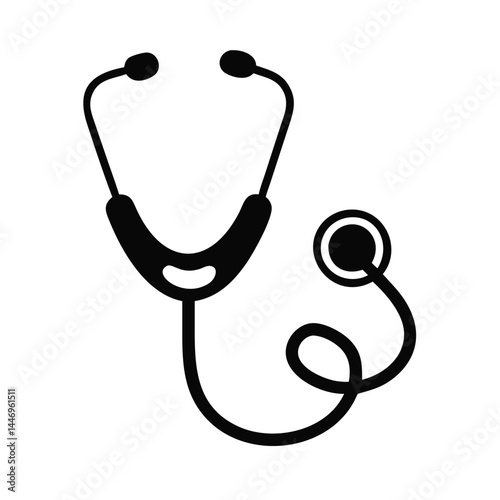 Medical Stethoscope Icon Black and White Healthcare Symbol Diagnostic Tool