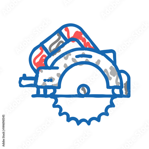 circular saw tool icon doodle illustration