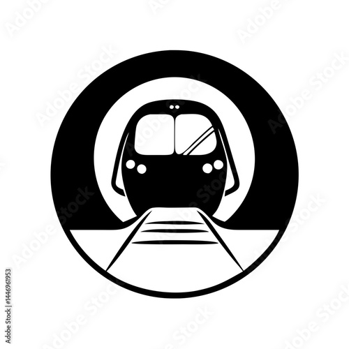 HighSpeed Train Entering a Tunnel Circle Logo Design Graphic Illustration