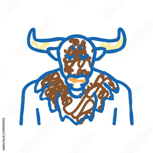 minotaur ancient greece icon doodle illustration