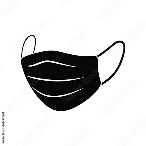 Black and White Illustration of a Surgical Face Mask for Protection