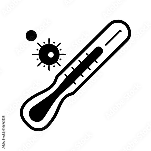Medical Thermometer and Virus Icon for Healthcare and Fever Detection