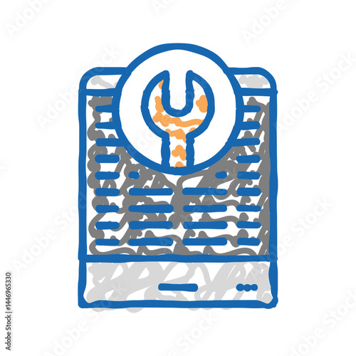 heat pump repair icon doodle illustration