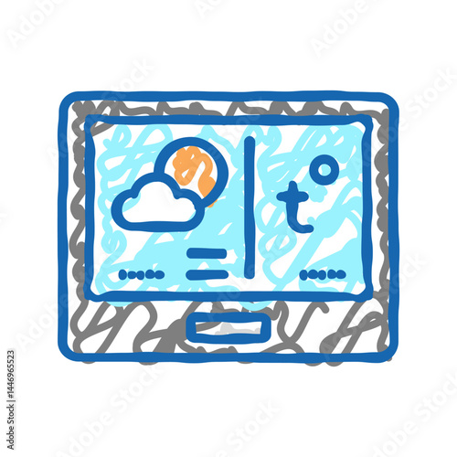 thermostat conditioning system icon doodle illustration