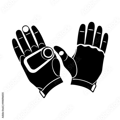 Pair of Black Driving Gloves Illustrated in Simple Silhouette Style