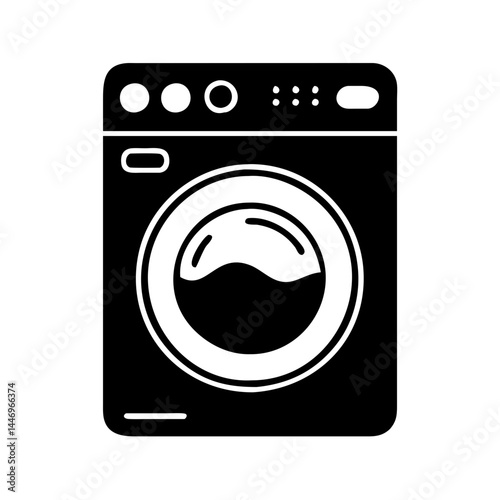 Modern Black and White Washing Machine Icon Illustration Graphic Design
