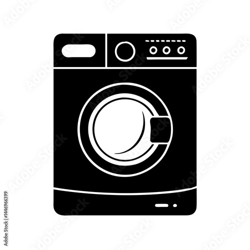 A Black and White Icon of a Modern Washing Machine for Laundry