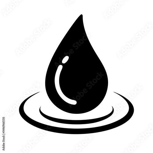 Water Drop Falling into Still Water Creating Ripples Icon Illustration Graphic Design