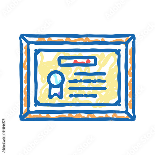 diploma or educational certificate icon doodle illustration