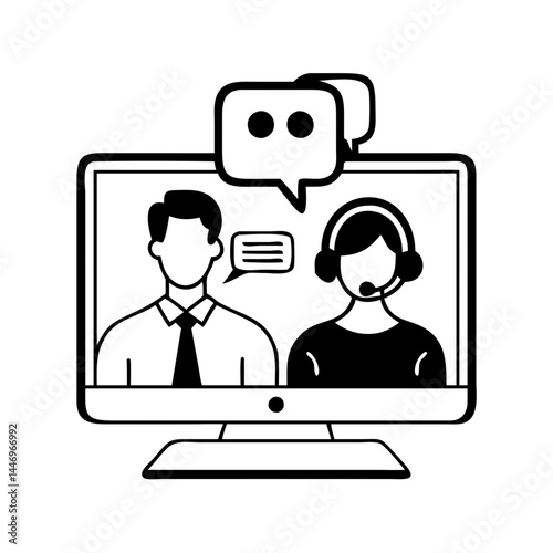 Online Customer Service Support Representative and Client Video Chat Communication