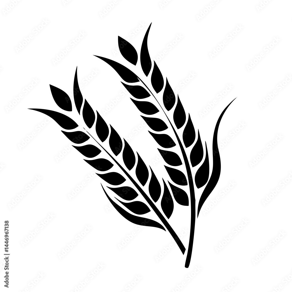 Obraz premium Black and White Wheat Stalks Graphic Design Element Illustration