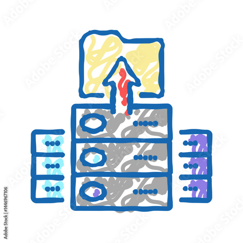 storaging knowledge on server icon doodle illustration