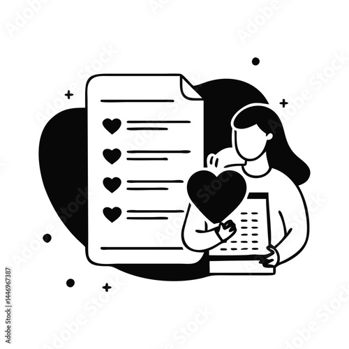 Woman Holding Heart With Checklist of Love and Appreciation Tasks