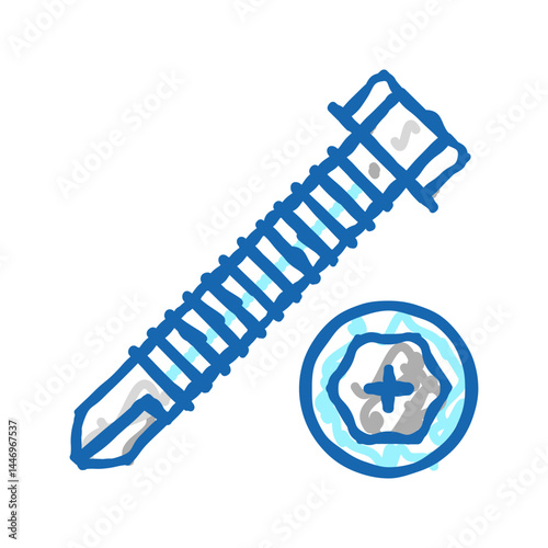 rounded head screw icon doodle illustration