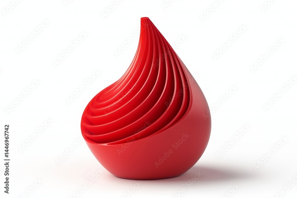 Obraz premium Red, abstract, teardrop-shaped, nested, sculptural form