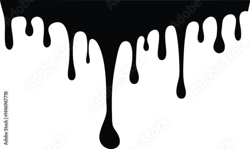 Black dripping silhouette vector, paint splash black vector,