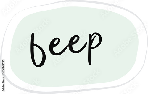 A Cute Beep Text in Green Box Graphic Illustration Design