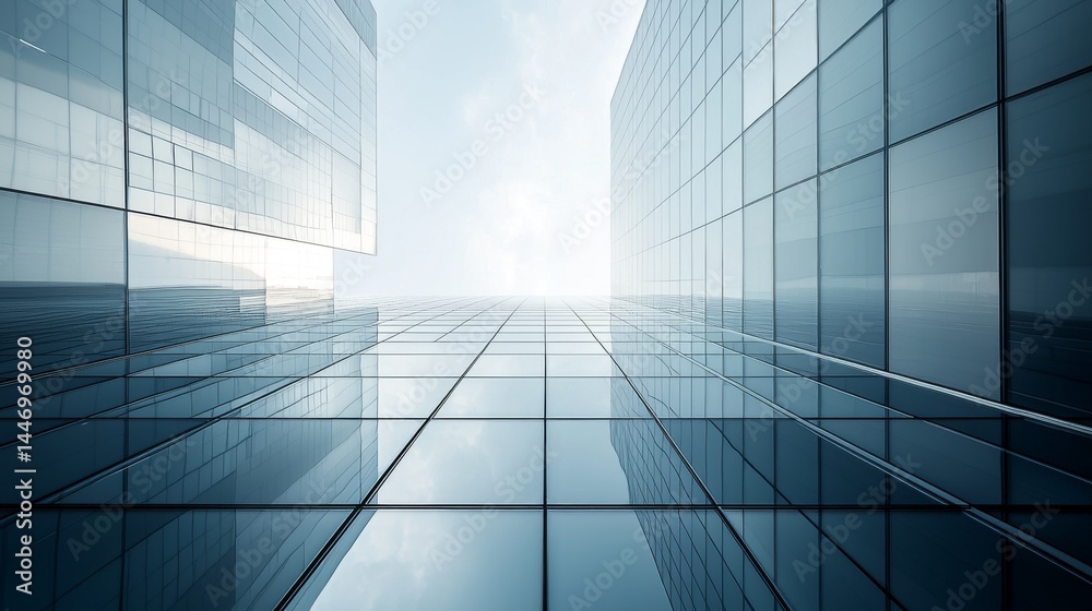 Modern glass skyscrapers reflecting the sky, symbolizing urban development and innovation. Modern glass skyscrapers reflecting the sky, symbolizing urban development and innovation.