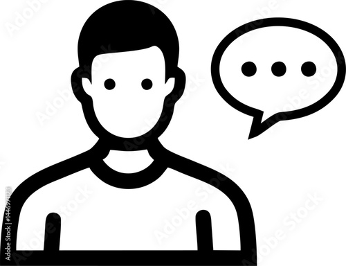 Conversational avatar with thinking bubble icon