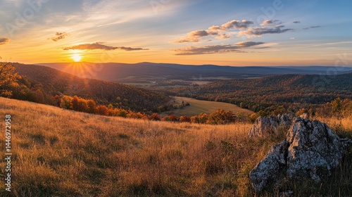 Appalachian sunset paints autumn hills aglow