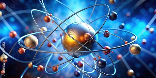 atom surrounded by orbiting electrons, molecular bonding, electron shell,  molecular bonding, electron shell