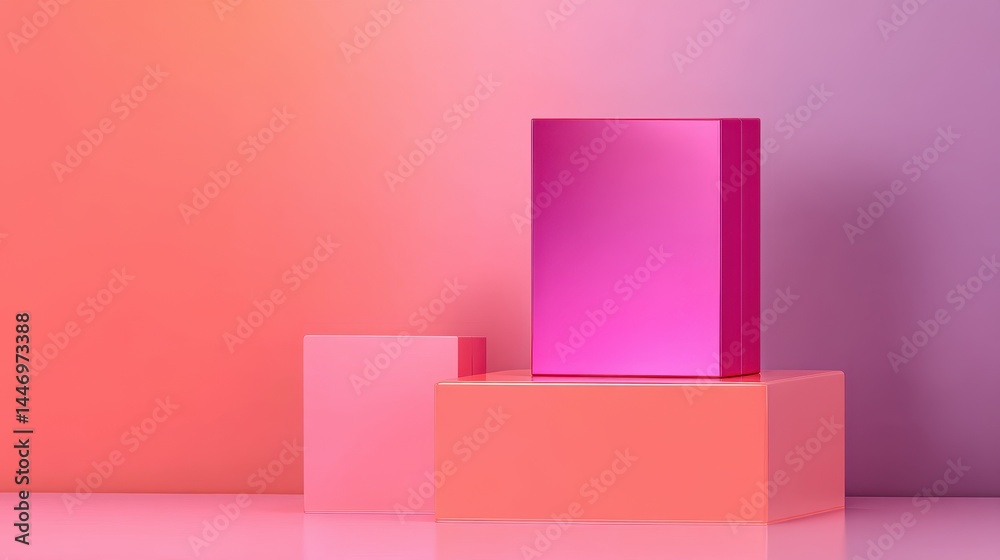 Colorful geometric shapes arranged artistically on a gradient background for modern design use