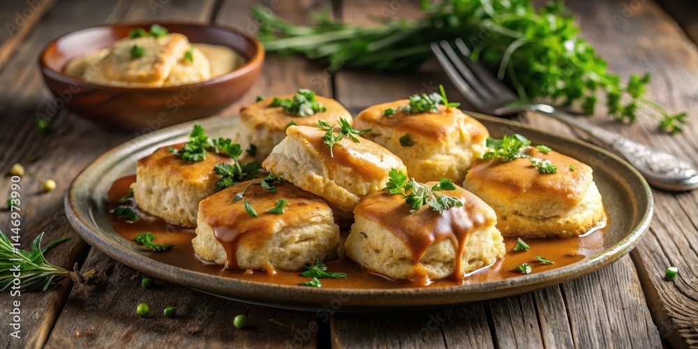 Crumbly biscuit pieces scattered on a rustic plate Crumbly biscuit pieces scattered on a rustic plate
