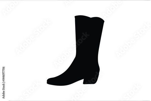 cowboy boot silhouette vector, leather boot black symbol