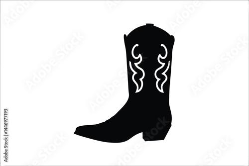 cowboy boot silhouette vector, leather boot black symbol