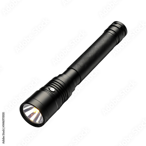 Illuminating adventure using a flashlight in the dark outdoors isolated on transparent background