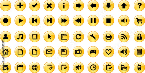 web icon, contact us icon, blog and social media round signs. vector illustration