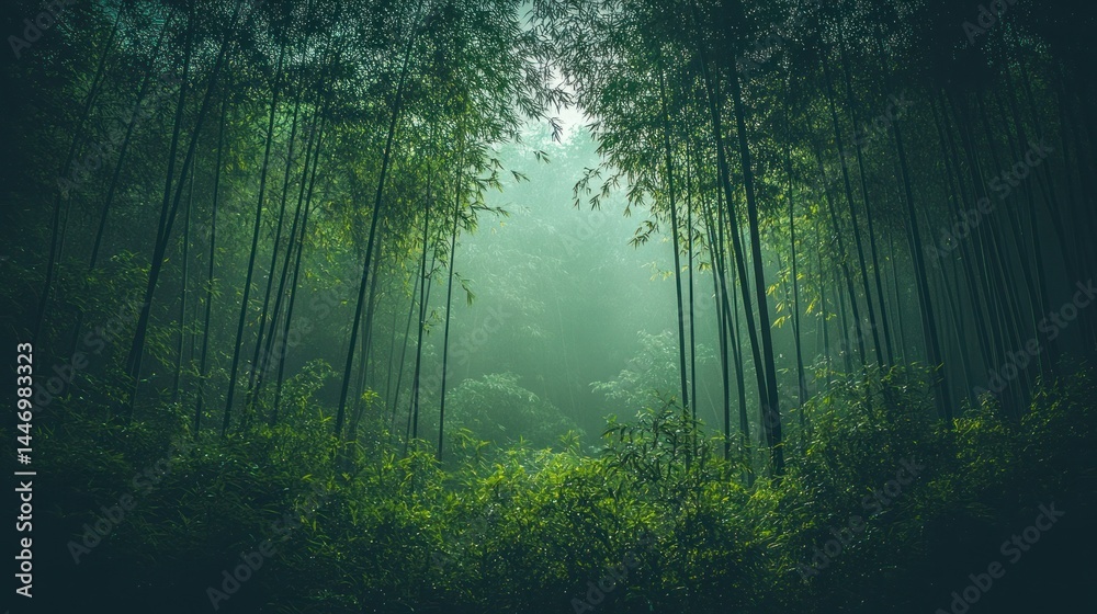 Obraz premium Misty bamboo forest
