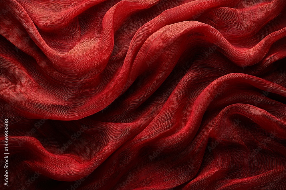 Obraz premium Deep red fabric, elegant drapes and folds