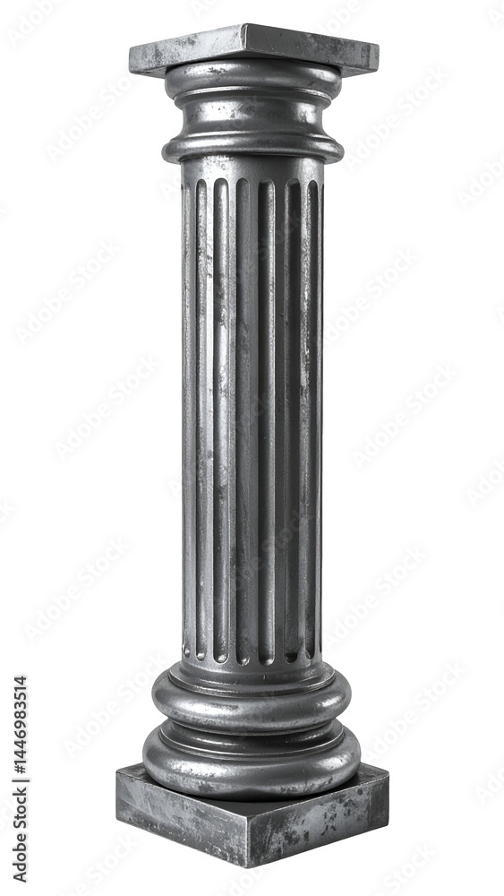 realistic classic fluted steel column with square base and top on isolated background for architectural and industrial concept
realistic classic fluted steel column with square base and top on isolated background for architectural and industrial concept