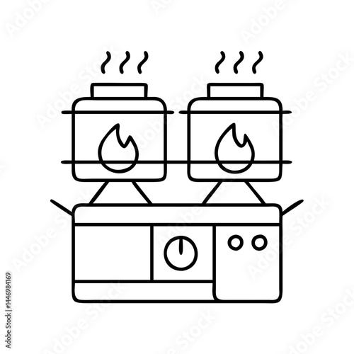 energy efficient cooking stove icon, energy efficient cooking stove line art - simple line art of energy efficient cooking stove, perfect for energy efficient cooking stove logos and icons