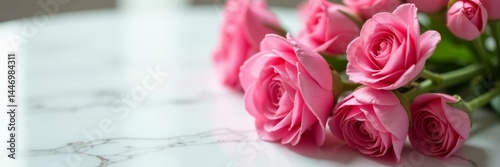 Close-up of pink carnations on elegant marble table, elegant, floral, sophisticated