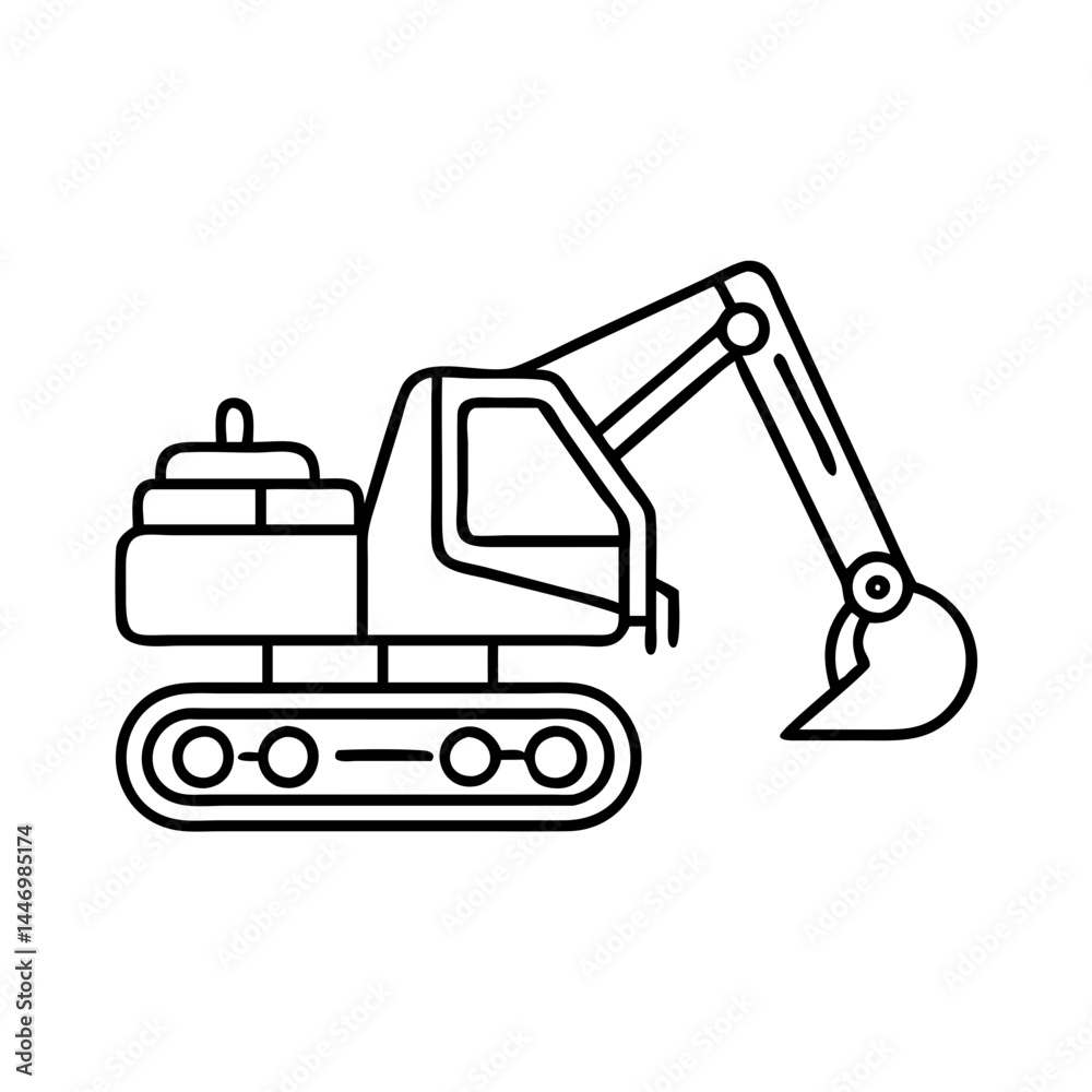 Naklejka premium excavator icon, excavator line art - simple line art of excavator, perfect for excavator logos and icons