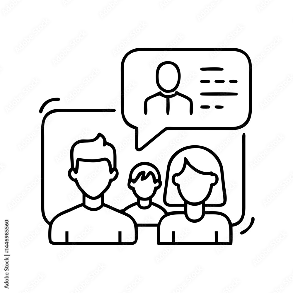 Obraz premium family chat icon, family chat line art - simple line art of family chat, perfect for family chat logos and icons