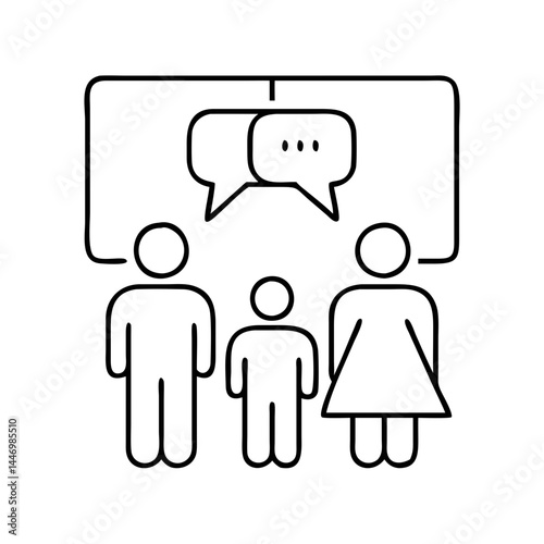 family chat icon, family chat line art - simple line art of family chat, perfect for family chat logos and icons